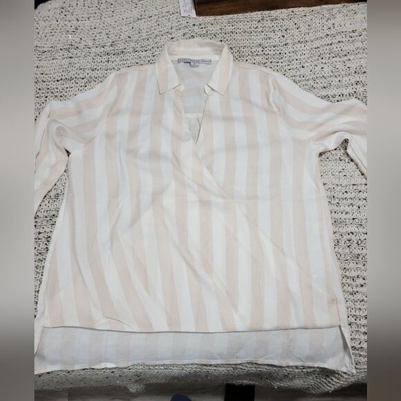 HYFVE striped wrap blouse Sz M Tan - Picture 6 of 13